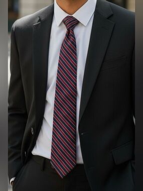 Tommy Hilfiger Navy-Red Striped Tie NWT